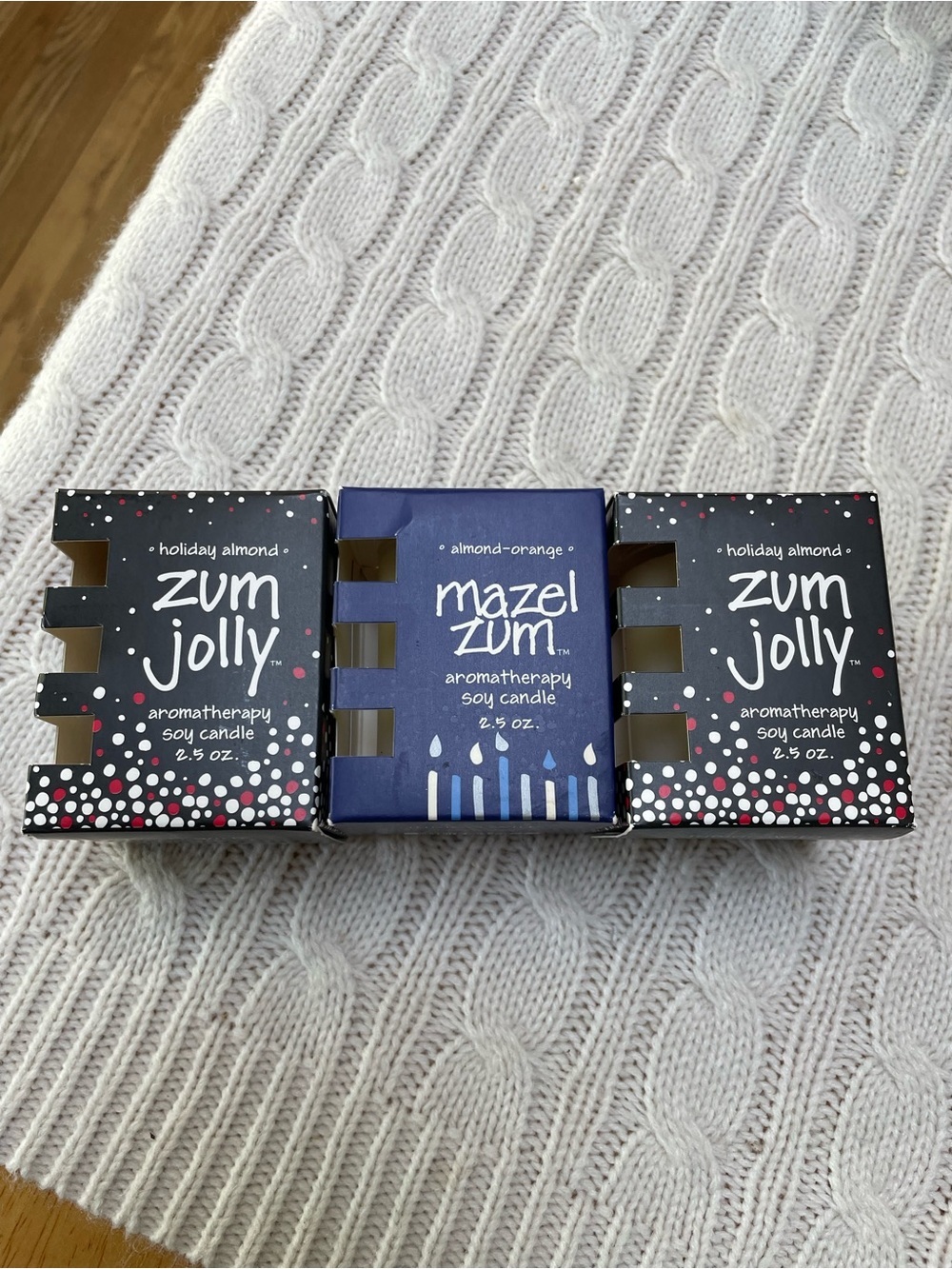 NIB 3 Indigo Wild Aromatherapy Soy Candle Lot- 1 Almond Orange/2 holiday almond